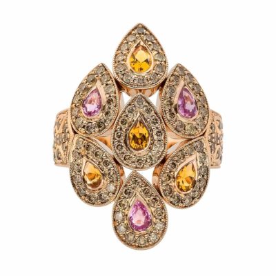 Bague Sevane Citrines / Saphirs roses