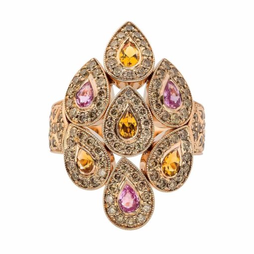 Bague Sevane Citrines / Saphirs roses