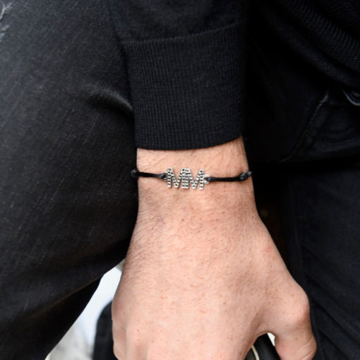 Bracelet initiales diamants noirs grande taille – Image 2