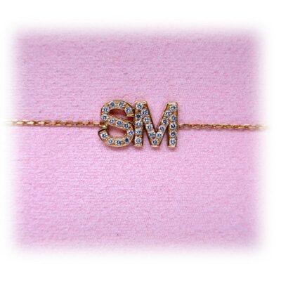 Bracelet initiales taille moyenne avec diamants blancs